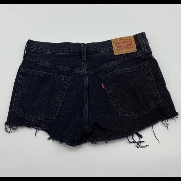 LEVIS 501 Black Cut Off Shorts - Picture 2 of 3